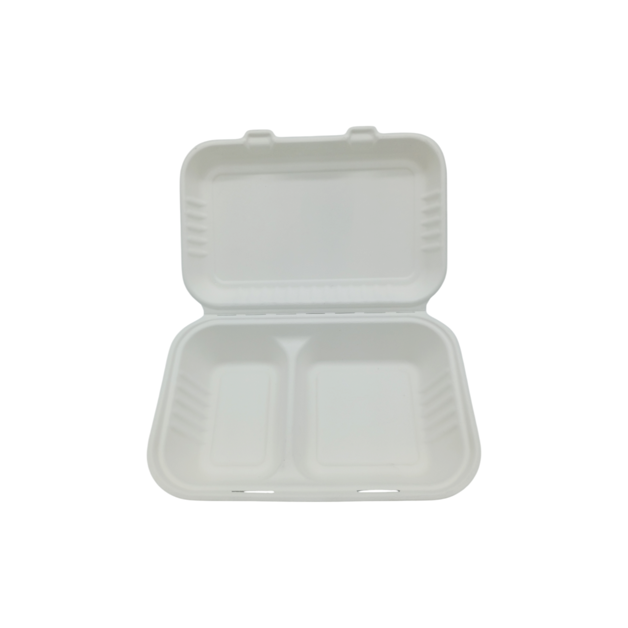 Boîte à repas 2 compartiments rectangulaire 25x15,5x4,8 cm en fibre de canne blanche